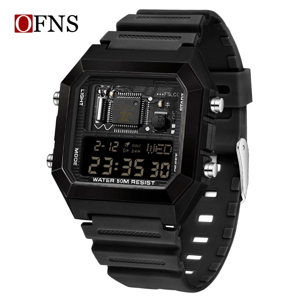 SANDA Dual-Time Multifunction Student Sports Watch - Square, Waterproof, Electronic