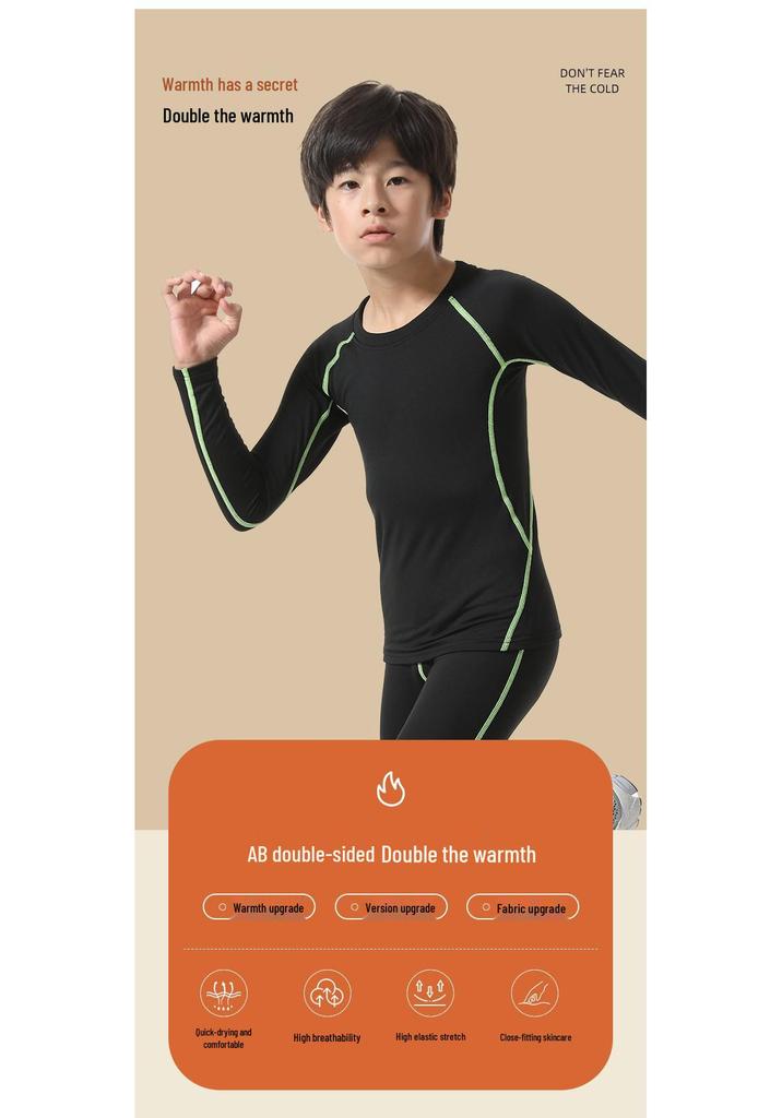 Children's Winter Fleece-lined Quick-dry Football Training Suit – High Elastic, Warm Sports Base Layer