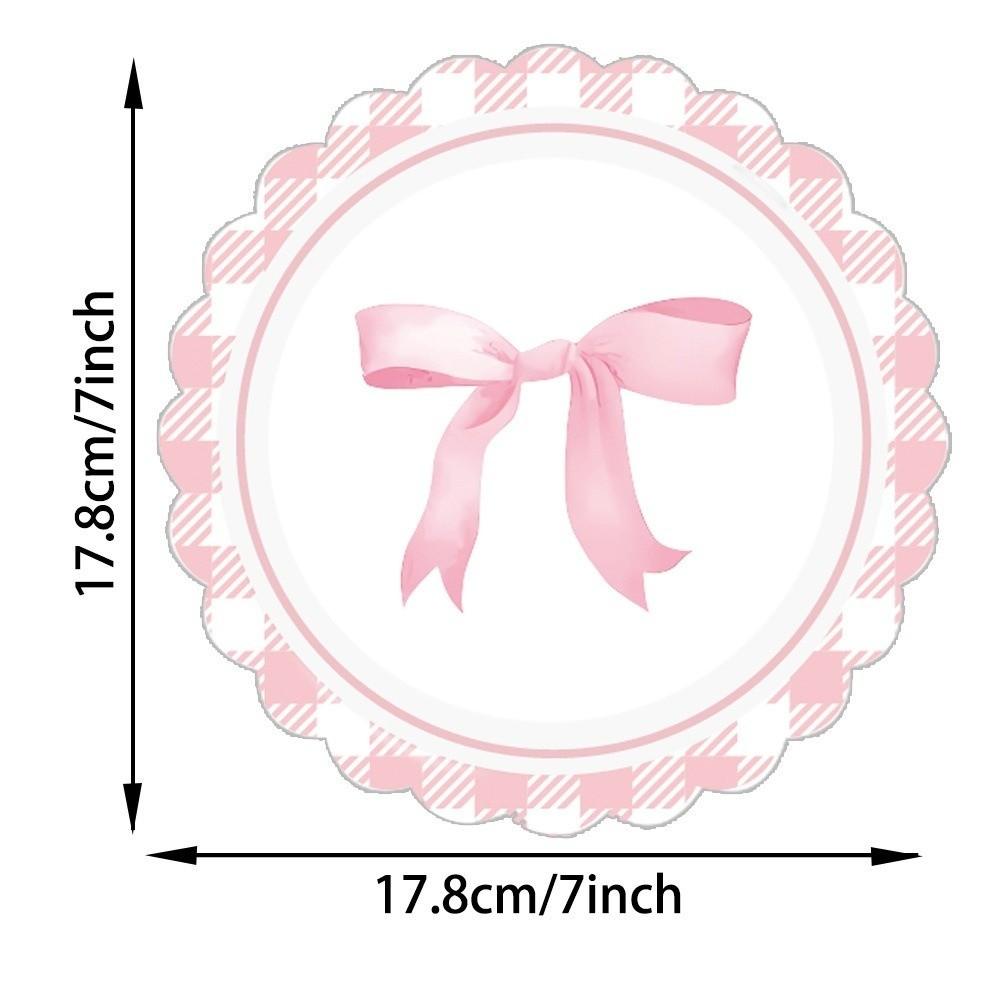 10pcs Pink Color Bow Themed Party Decoration Paper Plates Bow Shape Napkins Bachelorette Party