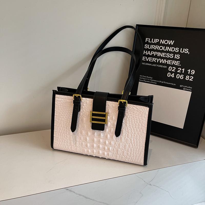 Freizeit Damen Ein Schultertasche Achseltaschen Große Kapazität Herbst Winter Vielseitige Handtaschen Textur Steinmuster PU Tragetasche