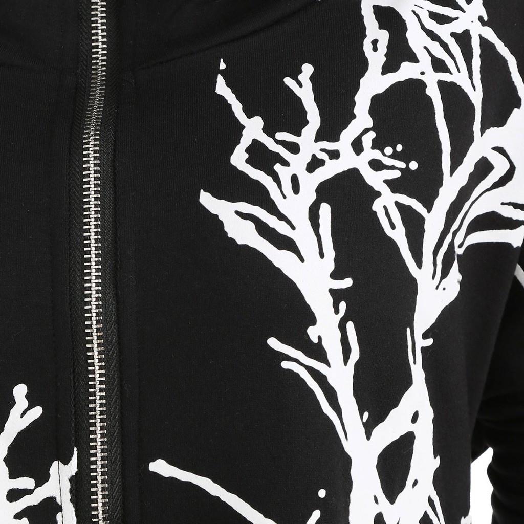 Damska bluza z kapturem, duże rozmiary z nadrukiem drzewa, wysoki płaszcz na Halloween