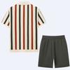 Completi Estivi da Uomo a 2 Pezzi Set Corti in Maglia Vintage Pullover a Manica Corta Polo Casual Tuta da Spiaggia Top a T-shirt e Pantaloncini Set Coordinato per Uomo