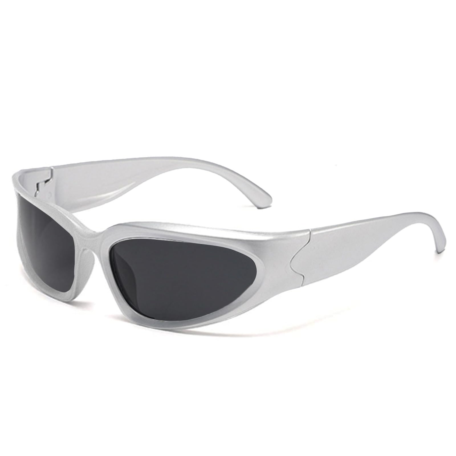 

Men Polarized Surround Sunglasses Mirror Swift Oval Sports Sunglasses Black Silver Y 2K Glasses [SHEEN KELLY] Women s