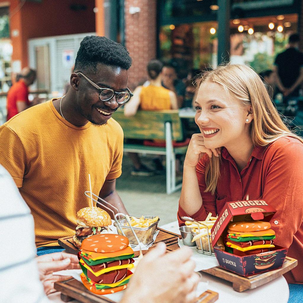 Hamburger Box Socks for Boys Funny Gift for Crew Set of 2 [AGRIMONY] Men, Women, - Men, Women, Father's Day, Christmas, Birthday, Popular, Valentine's