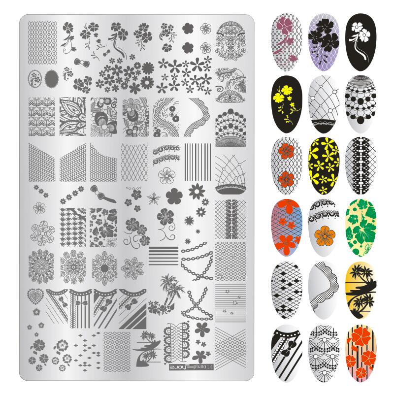 9.5X14.5cm Big Size Nail Stamping Plates Flower/Geometric Designs Nail Art Template For DIY Nail Decor 5.6cm round Stamper Plate