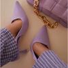 Spring Summer Fashion Solid Flock Thin High Heel Ankle Slingbacks Elastic Band Slip-On Career Party Dress Pumps 35-42
