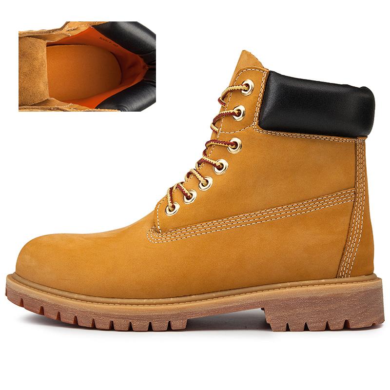 Unisex Handmade Retro Natural Cow Leather Men Boots Waterproof Ankle Snow Boots Men Shoes