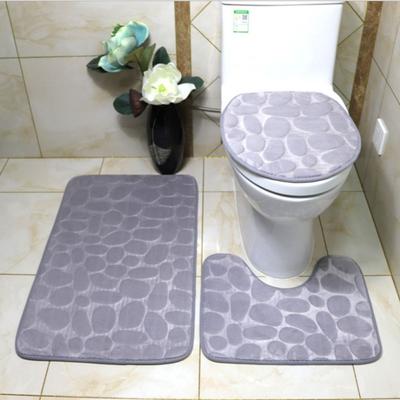 Tapete de Banho Prático com Absorção de Água Lavável Doméstico Em Relevo de Seixos Antiderrapante Tapetes Banheiro