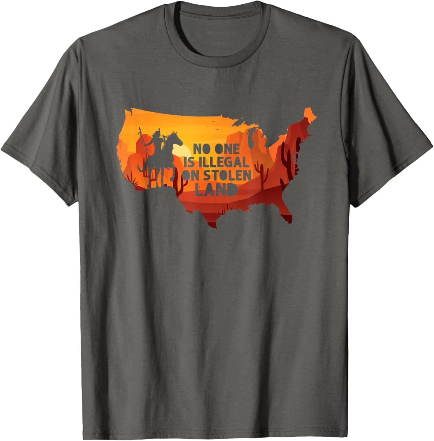 

No One Is Illegal On Stolen Land Tee Support Help T shirt L