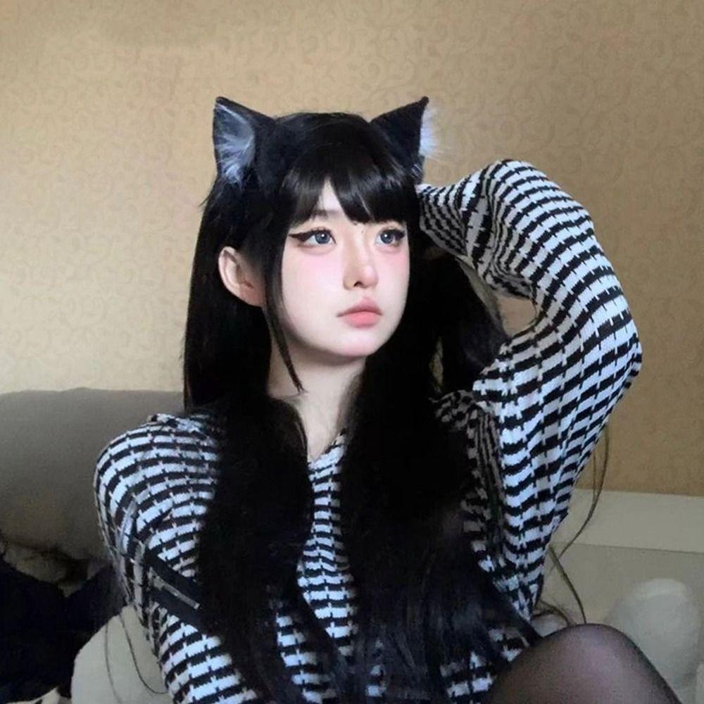 Animals Cosplay Headwear Lolita Plush Hair Band Sweet Cat Ears Headband  Female Hair Accessories