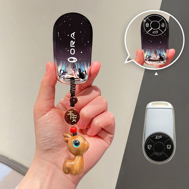 TPU Premium Car Key Fob Cover for GWM ORA Good Cat Lightning Black White GT Ballet Cat R1 R2 -2026 Key Protective Shell Case