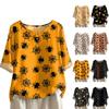 Women's Fashionable And Casual Shirt Half-sleeve Round Neck Print Blouse Top
