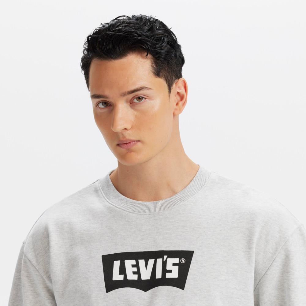 Levis Casual Loose Soft Comfortable Round Neck Long Sleeve Sweatshirt Men Sweatshirt Gray 0018N-0004