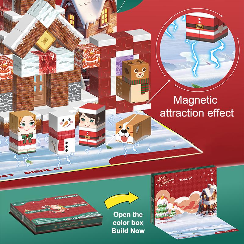 2025 Christmas Advent Calendar Magnetic Building Blocks Set, 24 Days Holiday Countdown Calendar