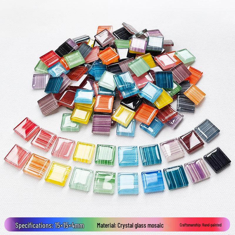 200g 1,5cm Transluzent 15mm Kristallmosaik DIY Handgemacht Buntes Glas Schnittpapier