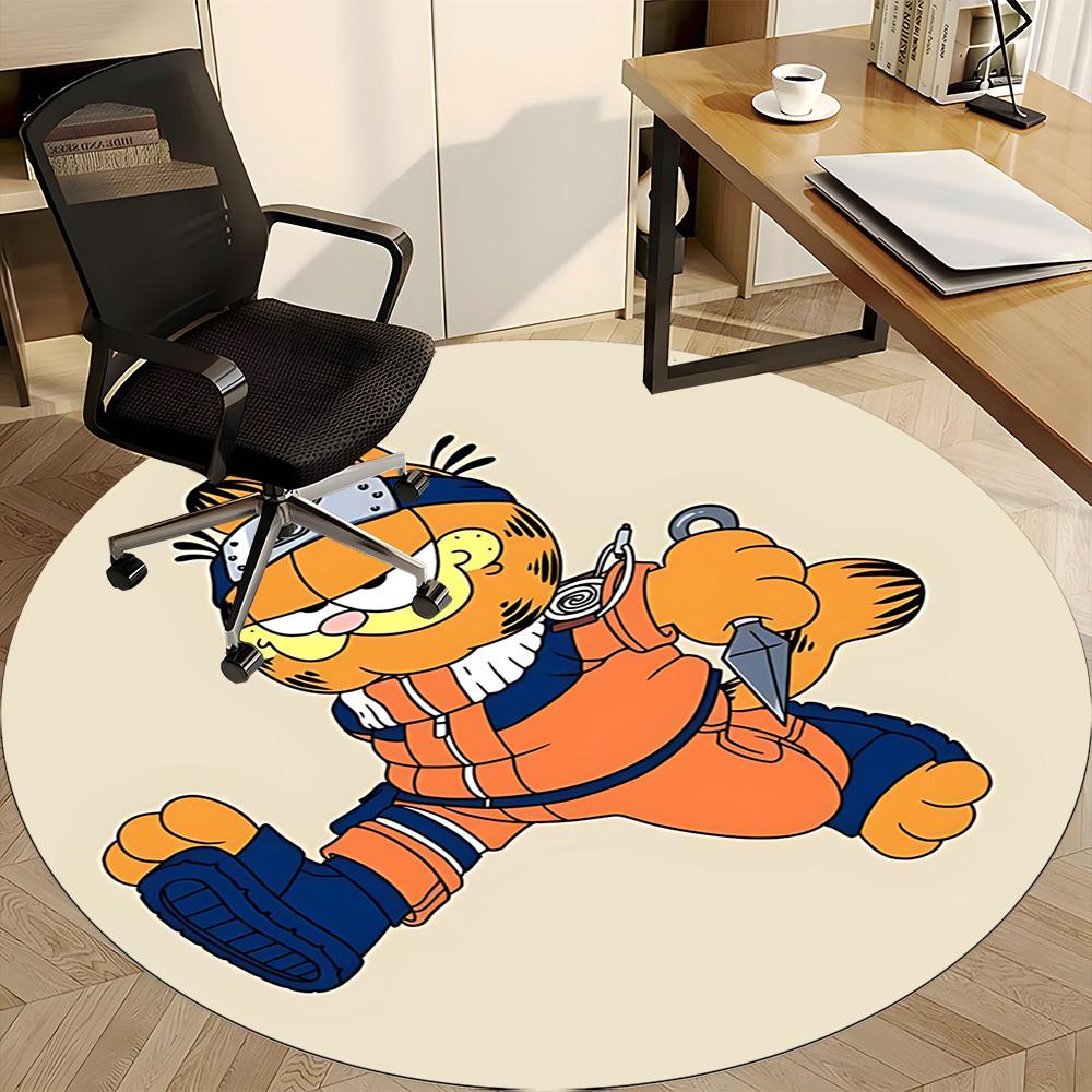 1pc Garfield, Ninja Chair Carpet for Office Non-Slip, Soft & Comfortable, Carpet for Office, Gaming, Lightweight Round Floor Mat Yy251021034