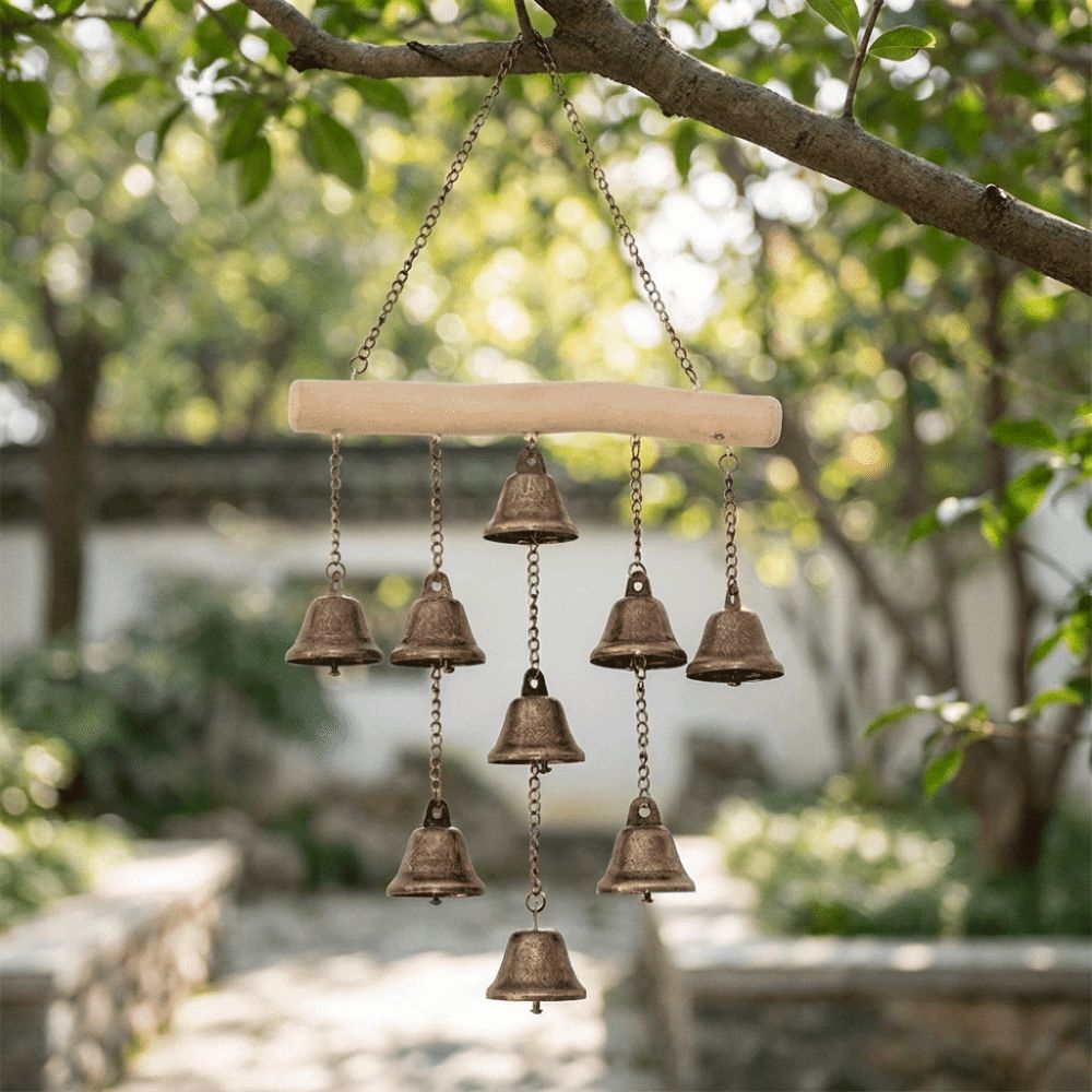 Metal Bells Iron Art Wind Chime Vintage Door Bell Decorative Chain Entry Door Reminder Outdoor