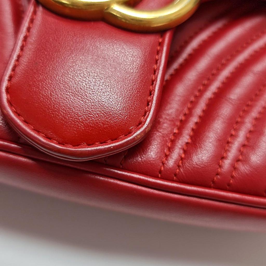 [Pre-Owned] Gucci GG Marmont Small Matelassé Shoulder Bag 'Red' - Very Good #1PW02BC