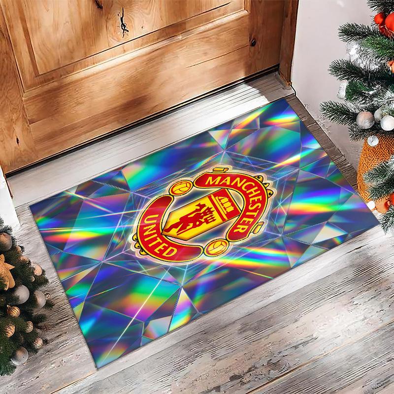 Tappeto in Flanella Stampato Manchester United Antiscivolo Morbido Poliestere Tappeto per Pavimento Tappetino Decorativo per Interni per Camera da Letto Soggiorno Divano