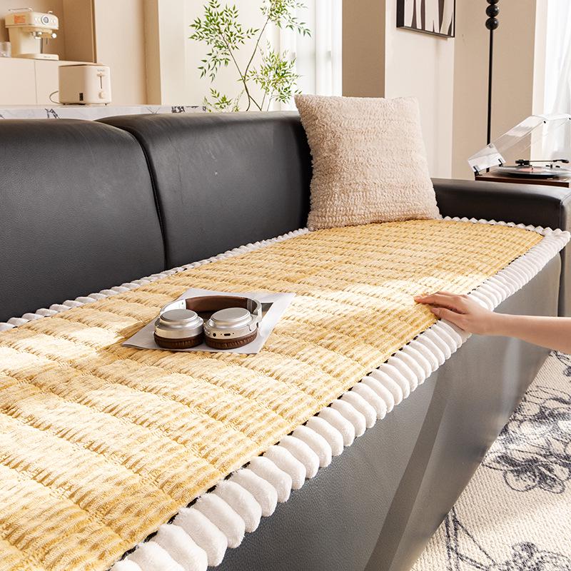 Nordic Plush Winter Sofa Cushion - Thickened, Non-Slip, Rectangular Bun Design.