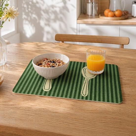 Placemat Soft Tough Non-Slip Heat Insulation Table Mat Oil-Proof Wipeable Easy