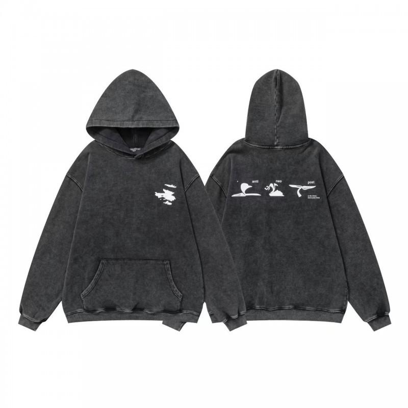 Übergroßer Kapuzenpullover Herren Streetwear Lockere Passform Baumwolle Schweres Material Wintergewaschen Vintage-Stil