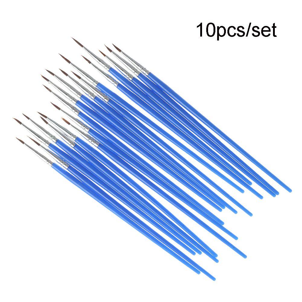 10pcs/set Crafts Artist Tool Drawing Oil Painting Brushes Watercolor Nylon Hair Hook Line Pen