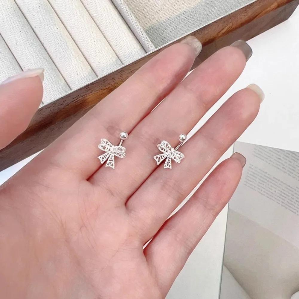 Hohle Schleife Schraubverschluss Ohrstecker für Damen Minimalistisch Ohrloch Piercing Ohrschmuck Zubehör