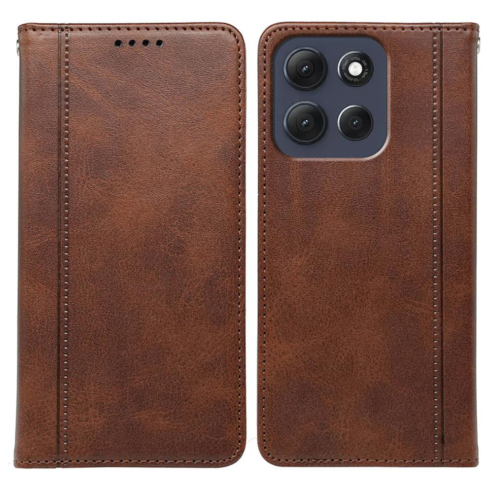 For Motorola Moto G86 5G Case Hidden Magnetic Closure Calf Texture Leather Phone Cover