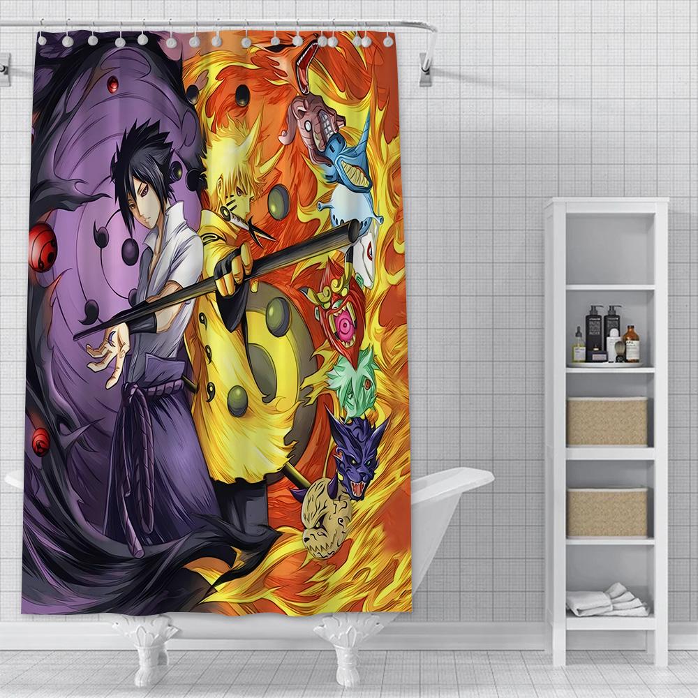 Hot Japan Anime N-NarutoS Shower Curtain Waterproof Polyester Fabric Paint Bath Curtains Home Bathroom Decor Curtain With Hook