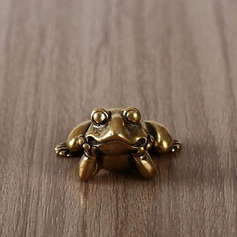 

Brass Small Frog Miniatures Figurines Vintage Handmade Copper Animal Ornaments Home Decor Living Room Desktop Decorations Crafts onesize