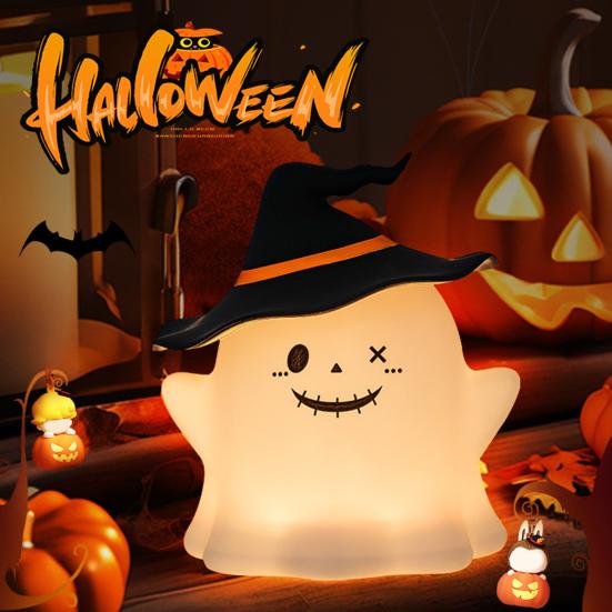 Night Light Ghost Face Design LED Energy-Saving Ambient Light Portable Compact Soft Light Source Pat Light Halloween Party Decor
