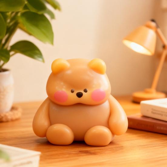 Mini Bear Squeeze Toy Stress Relief Sitting Bear Sensory Toy Slow Rising Cartoon Animal Fidget Toy Home Office Desk Toy