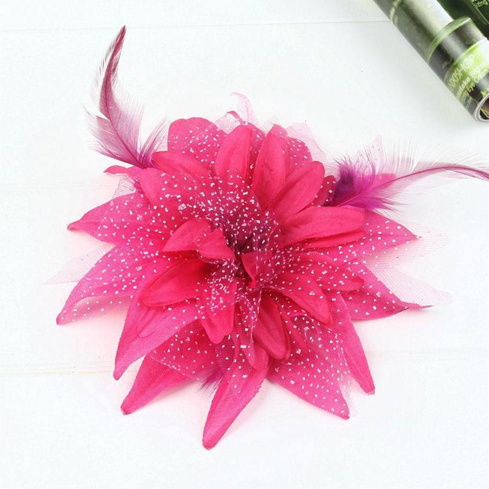 Fashion Brooch Feathers Hair Clip Feather Beads Bridal Hairpin Headdress Flower Corsage Barrettes for Ladies Children's