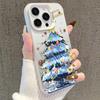 Graffiti Christmas Tree Drop-Proof Phone Case for Apple iPhone 17 Pro Max/16 Pro/15 Plus - Silver IMD