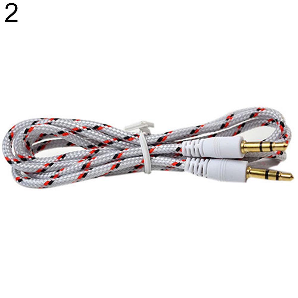 3,5 mm Flätad Nylon Hane till Hane Stereo Aux Förlängningskabel för Smartphone MP3