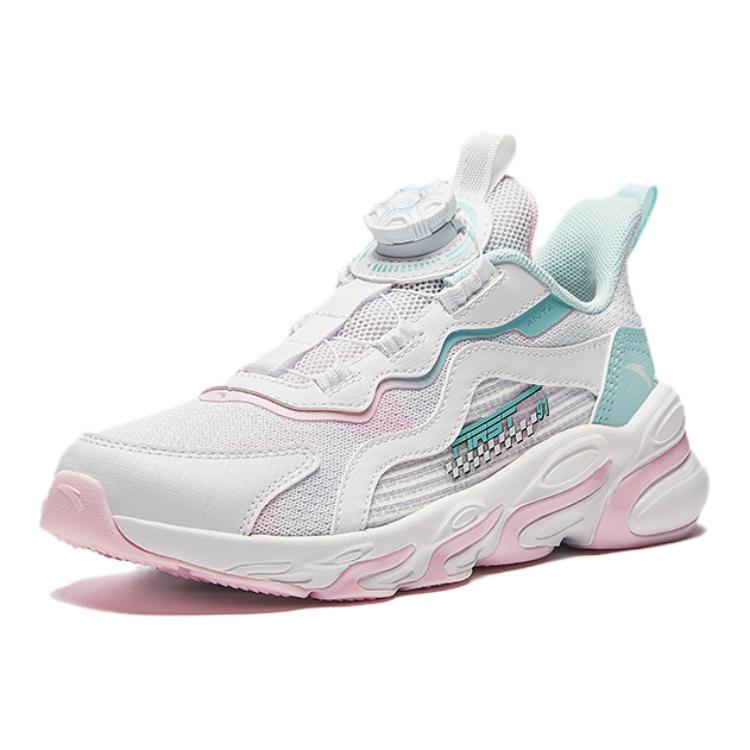 Anta Kids Synthetic Leather Fabric Comfortable Non-Slip Durable Low-Top Running Shoes Kids Running Shoes White Blue Pink A22435523-1
