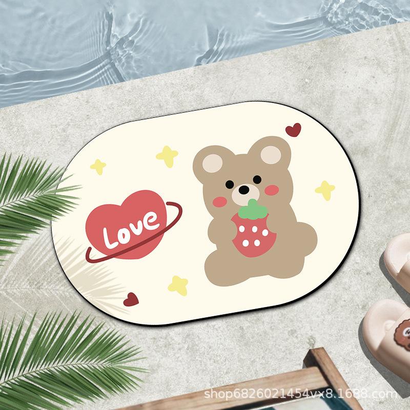 Bathroom Floor Mat Absorbent Toilet Floor Mat Non-slip Entry Door Mat Kitchen Door Toilet Mat Size