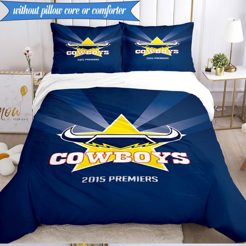 3PCS North Queensland Rugby Bedding Set 2D Printing (Includes 1 Duvet Cover + 2 Pillowcases Coreless), Bedroom decor,Fan gift