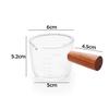 Clear Scale Heat Resistant Measuring Cup with Wooden Handle Small Glass Ounce Cup for Coffee Barista Kitchen