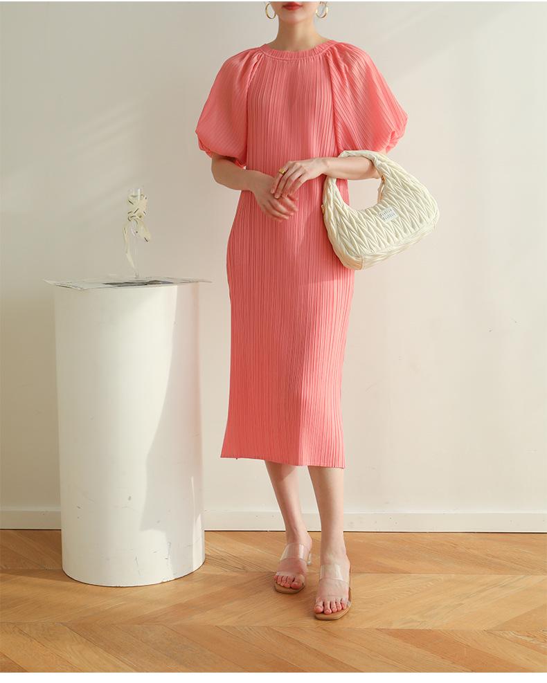 2026 Summer Miyake High-End Pleated Loose Pastoral Dress