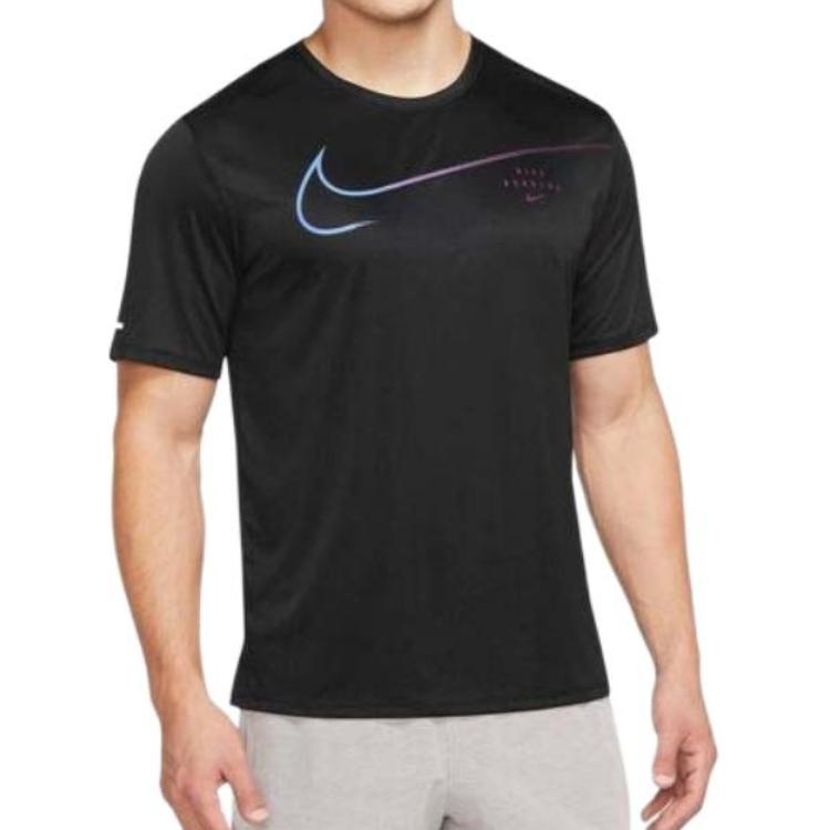Nike Dri Fit T Shirts Men's Black Crew Neck Moderate Straight Fit