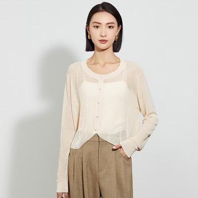 Tatu Damen Minimalistisches Dünnes Langarm-Strickoberteil