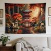 An Elegant Wall Hanging, Featuring a Japanese Garden with Lanterns And an Arch Bridge, Ideal for Enhancing The Decor of Homes, Dormitories, And Bedroo