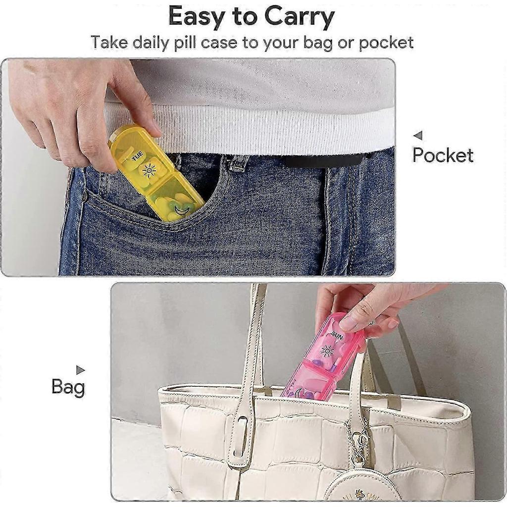 Großer Wöchentlicher Pillenorganizer 2 Mal täglich, 7-Tage-Pillenbox-Etui AM PM Tragbare Reise-Medikamenten-Organizer-Box Große Fächer für Pillen Vitamine Fischöl