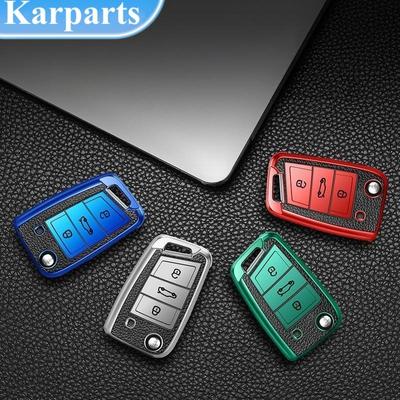 Funda de cuero TPU para llave de coche, a la moda, para VW, Volkswagen MK7, GTI 7, Golf 7, Golf R, Skoda Octavia A7, SEAT, funda plegable para mando a distancia, llavero