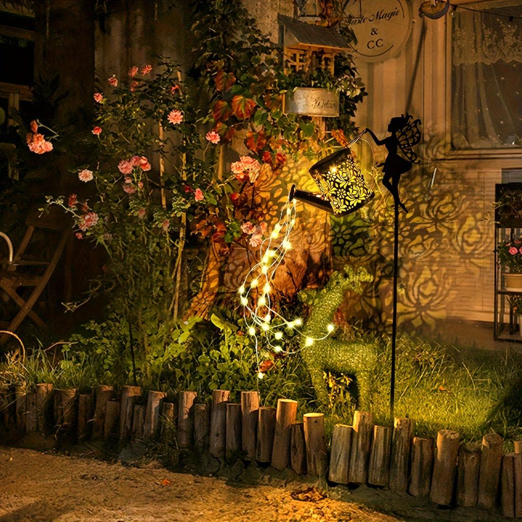 Fairy Solar Watering Can with Lights Solar Outdoor Garden Decor Waterproof Hanging Lantern Landscape Lights