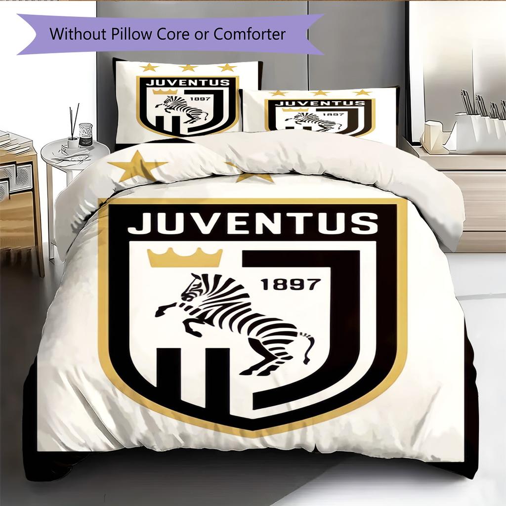 Set Copripiumino Trapuntato Juve Federa Federe Decorazione Casa Regalo di Compleanno (1 * copripiumino + 2 * federa, senza nucleo)