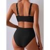 Zestaw bikini w kolorze oliwkowozielonym z wiązaniem z przodu, z wysokim stanem, z dekoltem w serek, dwuczęściowy strój kąpielowy