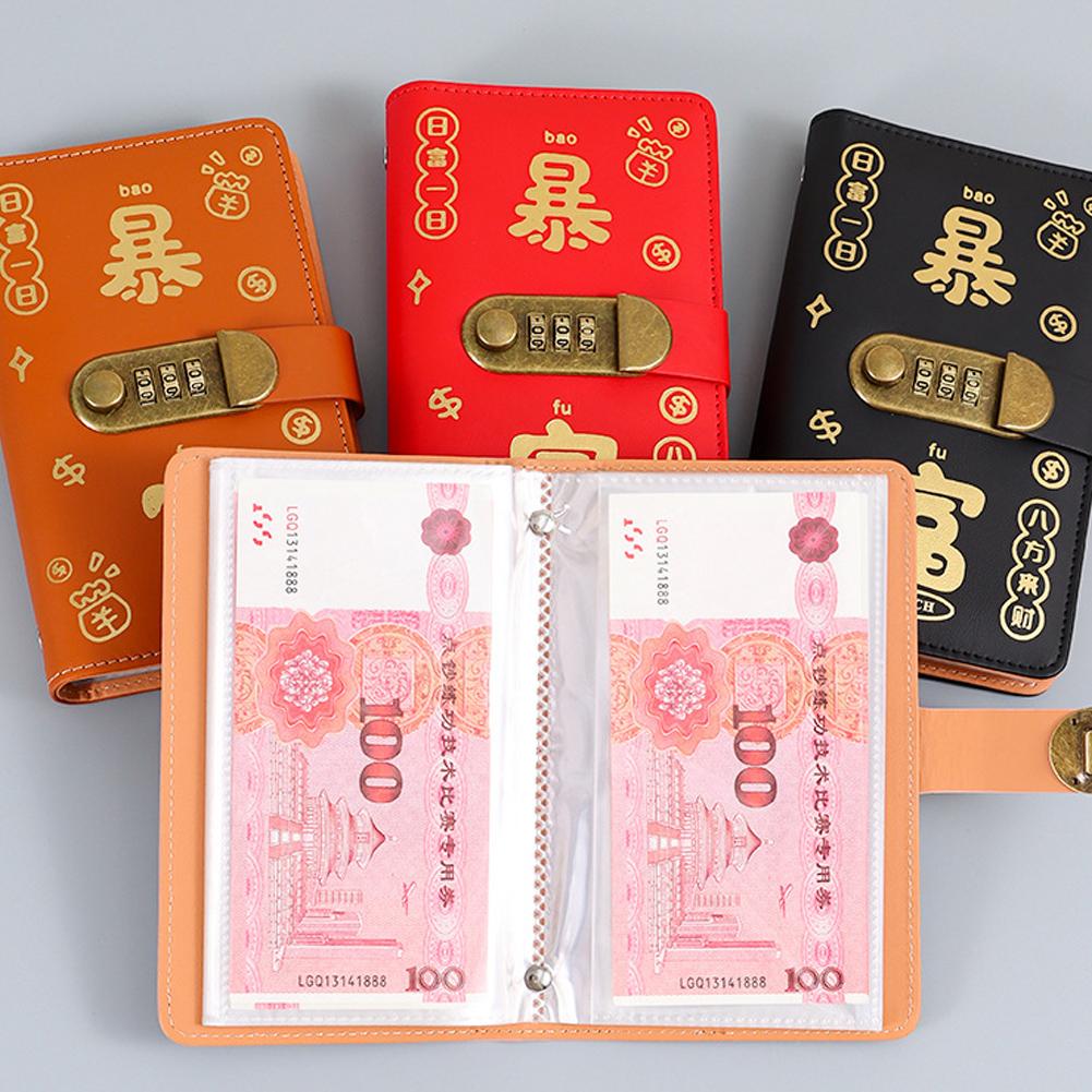 Large Capacity Password Savings Book Good Luck Storage Management Book And Red Financial Bag Po M7N2